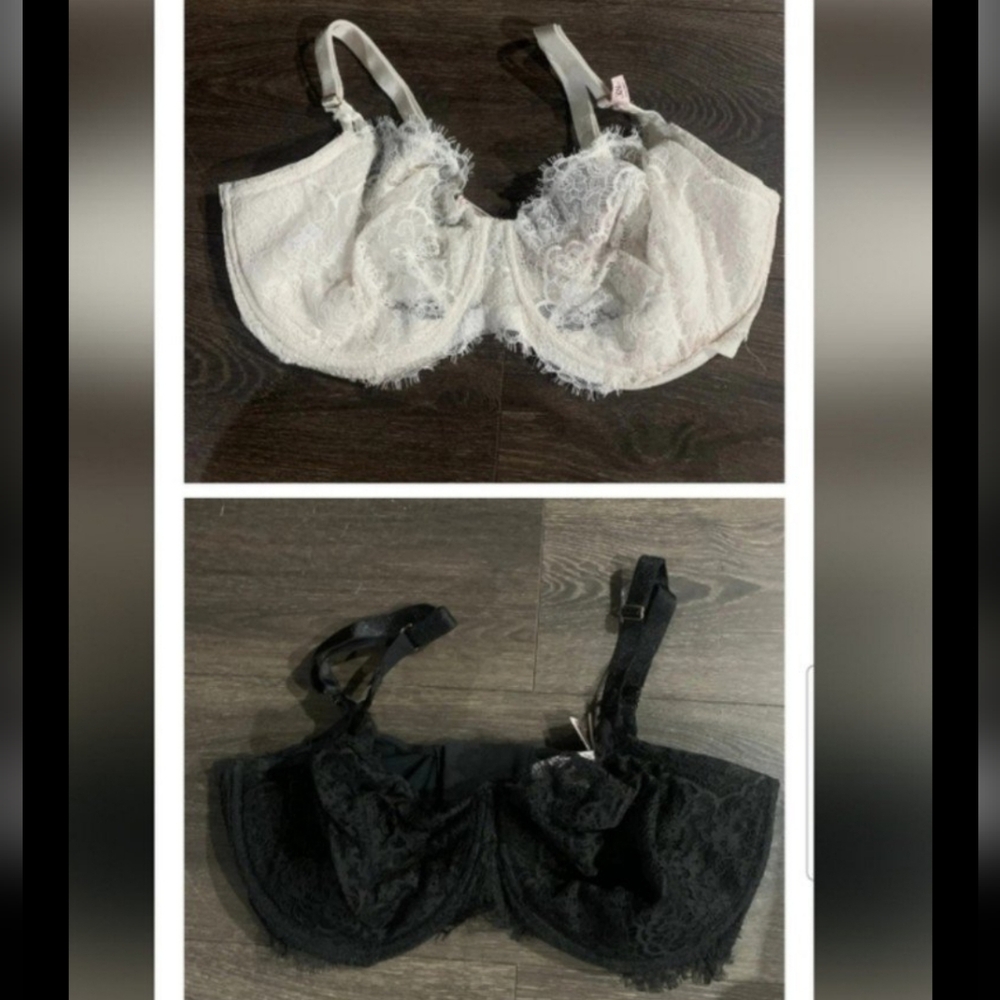 Sale 2 Victoria's Secret Wicked Lace Sling Pushup Padding Bra Set - Black White